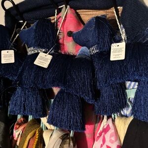 3 Southern Living Fringe Dog Ornament in Deep Blue